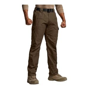 Men's Tactical Pants Water Resistant Brown Ripstop Cargo Pants Lightweight 40x32